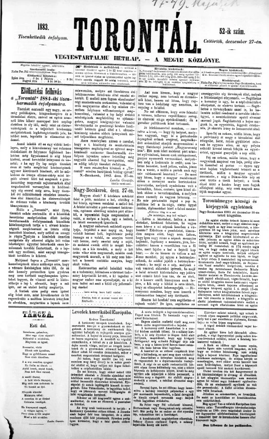 Torontál, 12. évf. 1883. december 27. 52. sz.