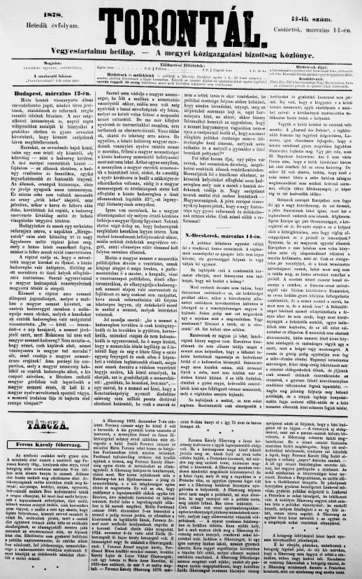 Torontál, 7. évf. 1878. március 14. 11. sz.
