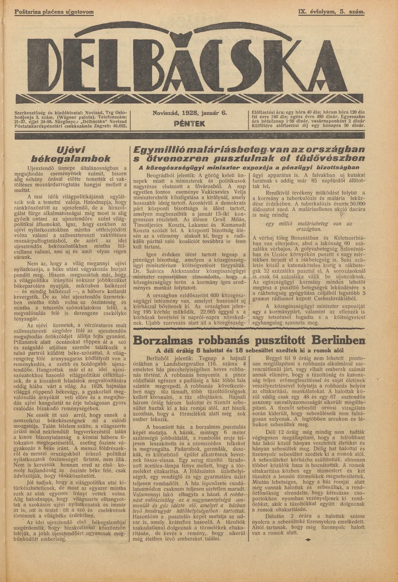 Délbácska, 9. évf. 1928. január 6. 5. sz.