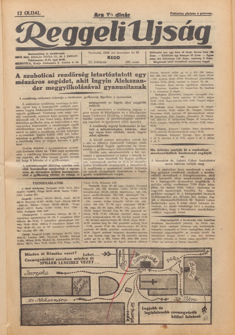 Reggeli Újság, 11. évf. 1930. december 23. 299. sz.