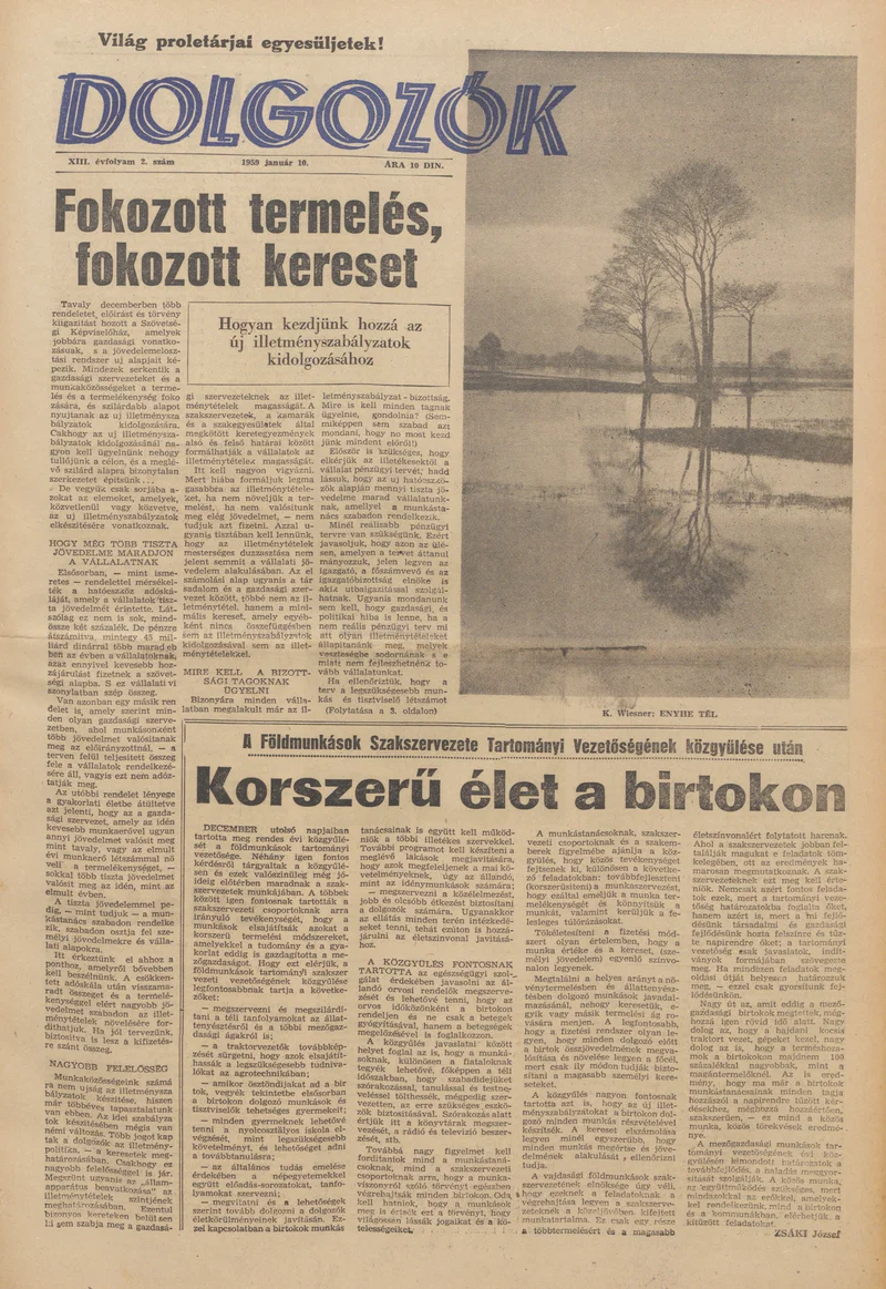 Dolgozók, 13. évf. 1959. január 10. 2. sz.