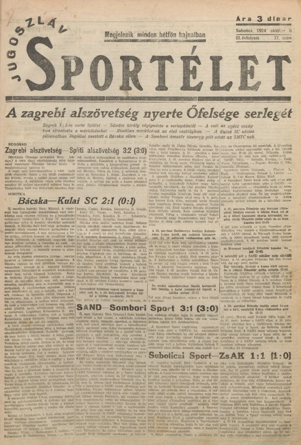 Jugoszláv sportélet, 3. évf. 1924. október 6. 37. sz.