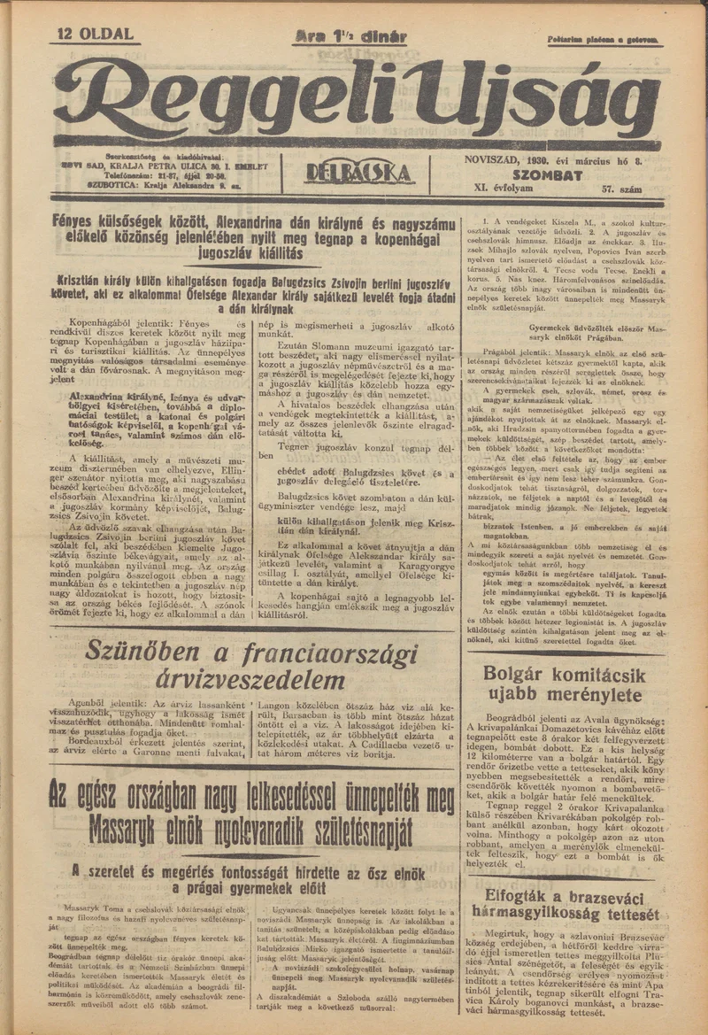 Reggeli Újság, 11. évf. 1930. március 8. 57. sz.