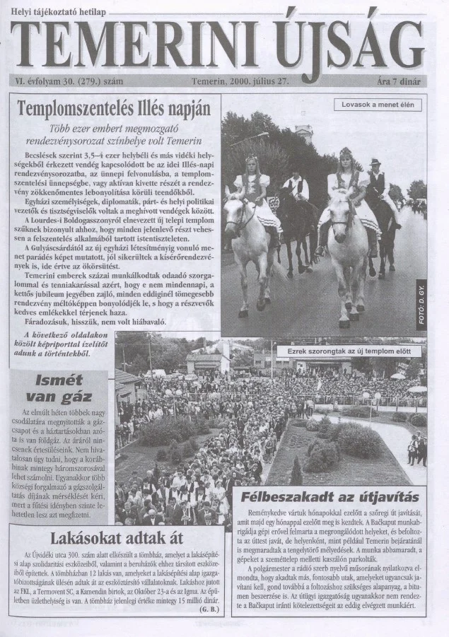 Temerini Újság, 6. évf. 2000. július 27. 30. sz.