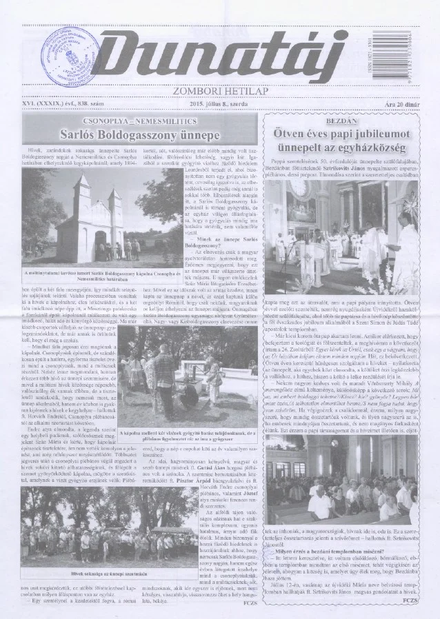 Dunatáj, 17. évf. 2015. július 8. 838. sz.