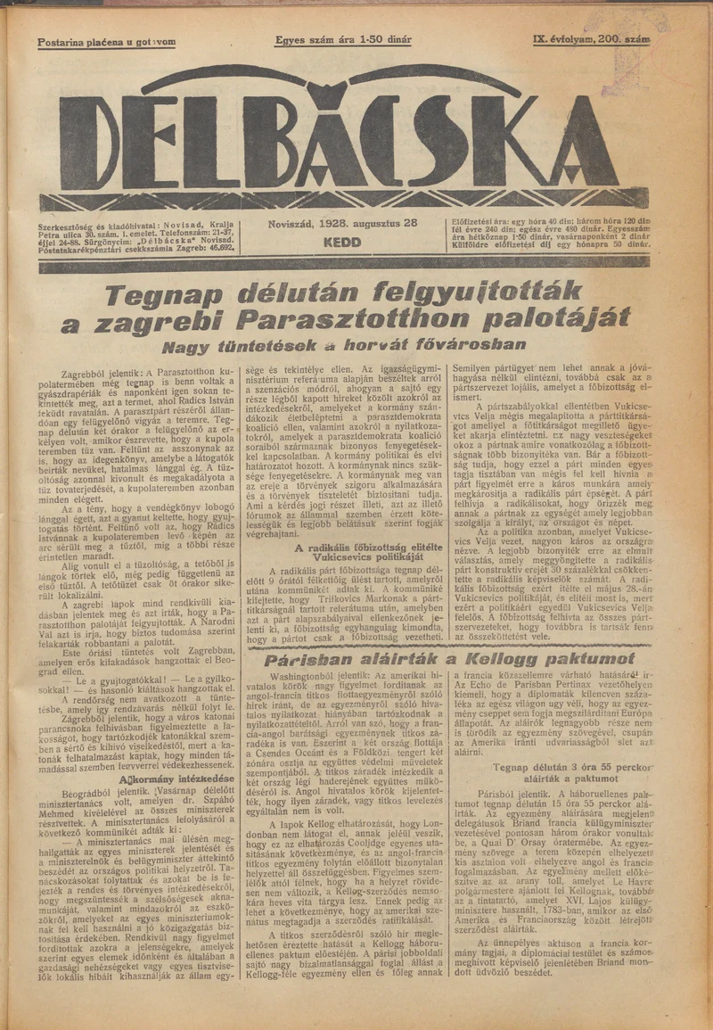 Délbácska, 9. évf. 1928. augusztus 28. 200. sz.