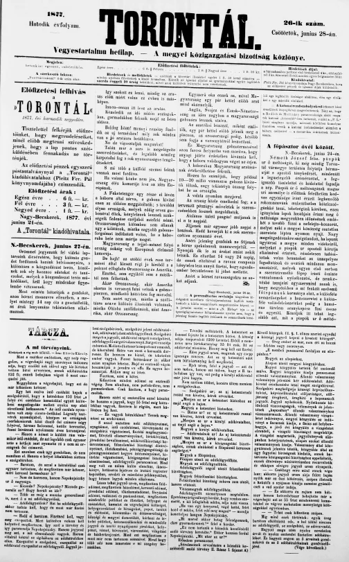 Torontál, 6. évf. 1877. június 28. 26. sz.