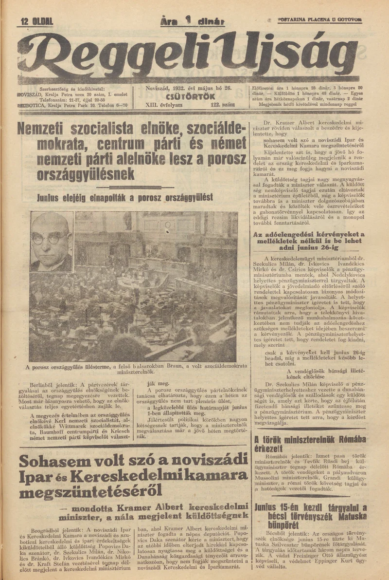 Reggeli Újság, 13. évf. 1932. május 26. 122. sz.