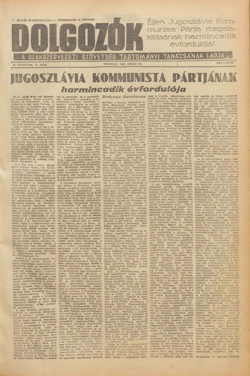 Dolgozók, 3. évf. 1949. április 22. 17. sz.