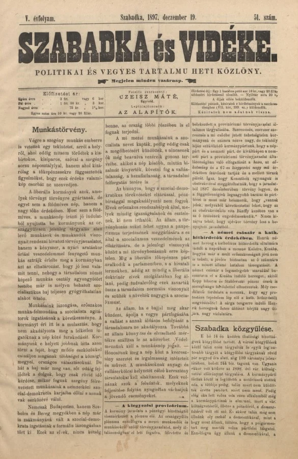 Szabadka és vidéke II, 5. évf. 1897. december 19. 51. sz.