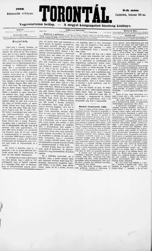 Torontál, 9. évf. 1880. február 26. 9. sz.