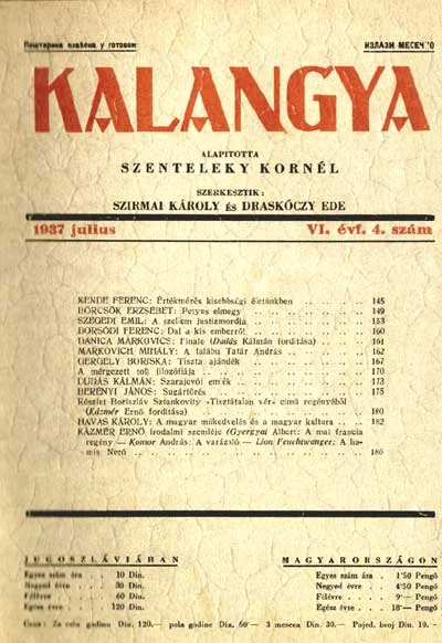 Kalangya, 6. évf. 1937. július. 4. sz. 145–192. oldal