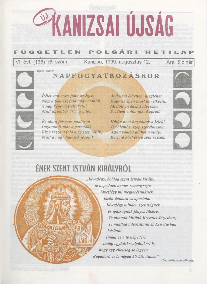 Új Kanizsai Újság, 6. évf. 1999. augusztus 12. 16. sz.