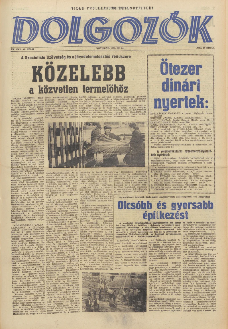 Dolgozók, 15. évf. 1961. március 24. 13. sz.
