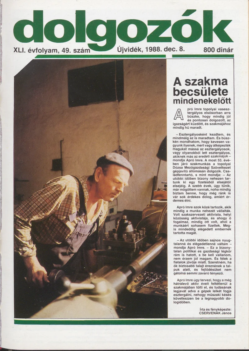 Dolgozók, 42. évf. 1988. december 8. 49. sz.