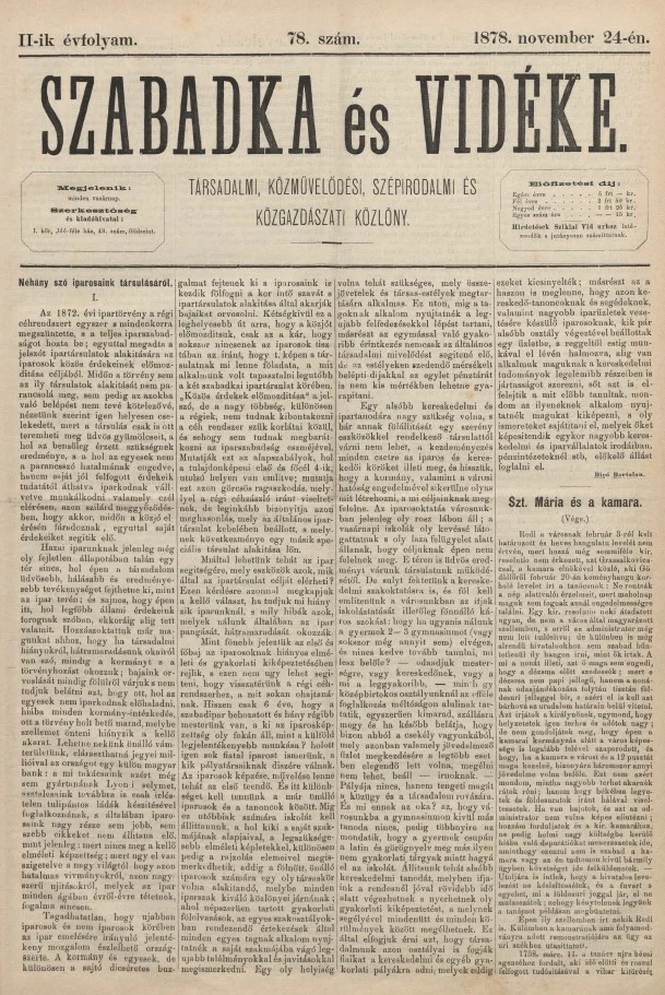 Szabadka és vidéke, 2. évf. 1878. november 24. 78. sz.