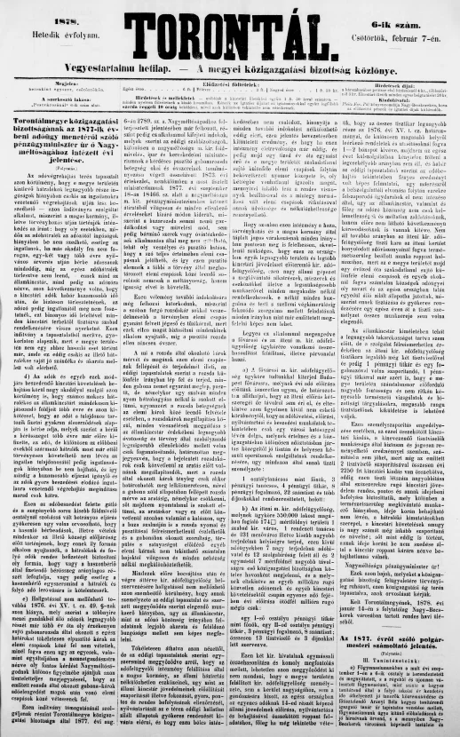 Torontál, 7. évf. 1878. február 7. 6. sz.