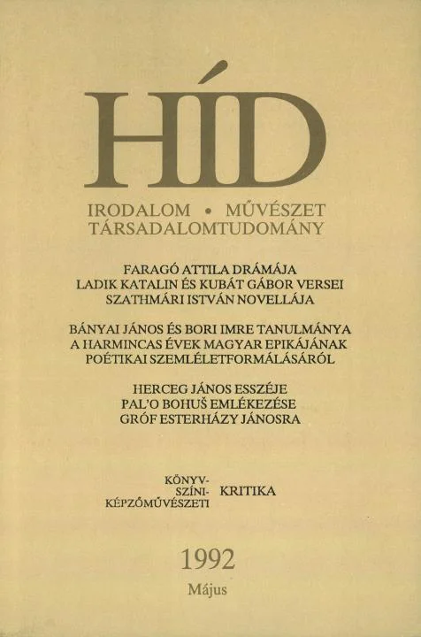 Híd, 56. évf. 1992. május. 5. sz. 329–428. oldal