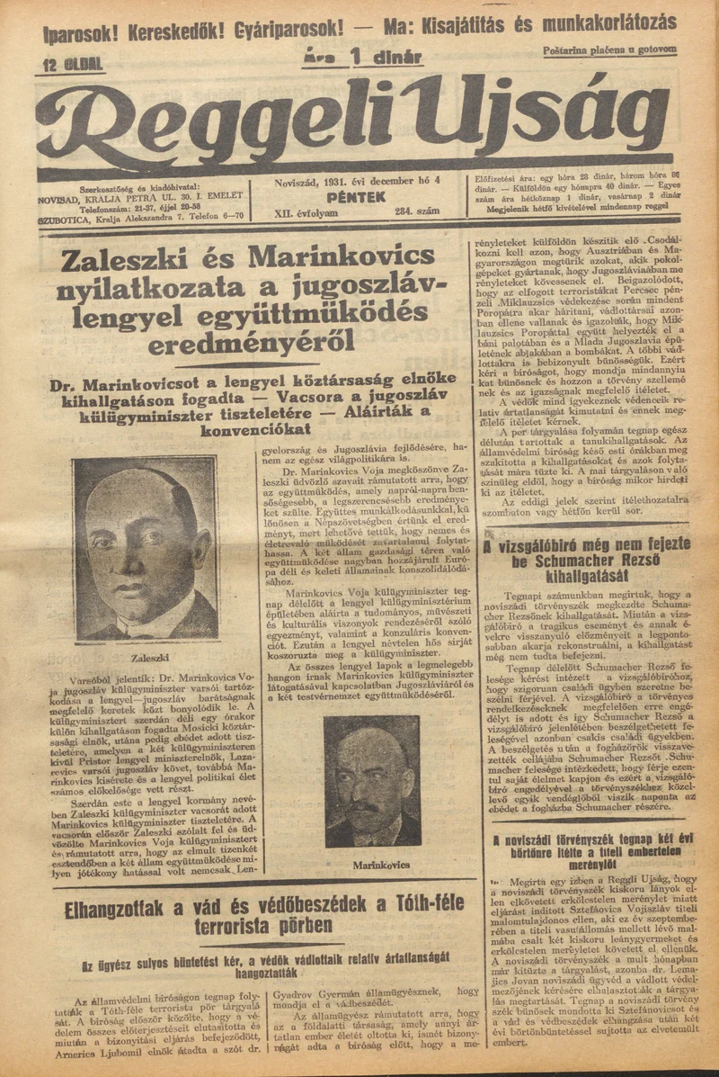 Reggeli Újság, 12. évf. 1931. december 4. 284. sz.
