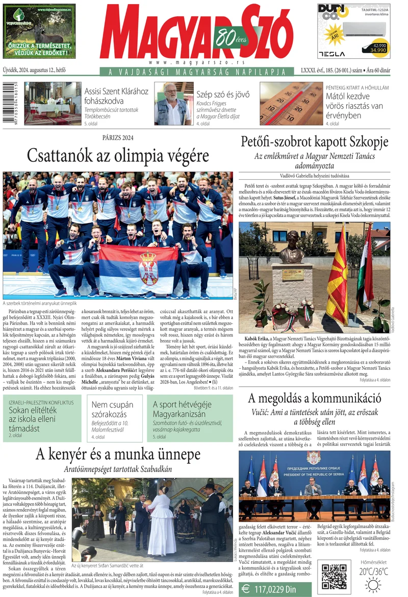 Magyar Szó, 81. évf. 2024. augusztus 12. 185. sz. 1–16. oldal