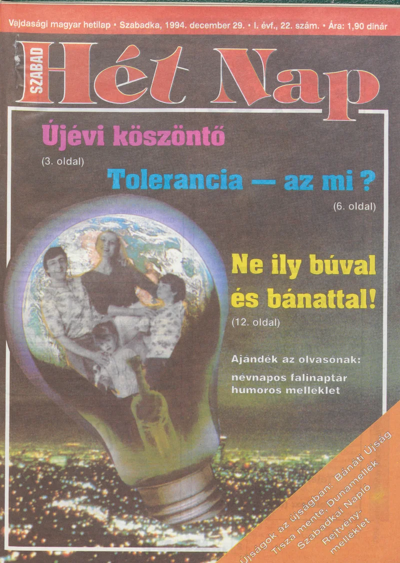 Szabad Hét Nap, 1. évf. 1994. december 29. 22. sz.