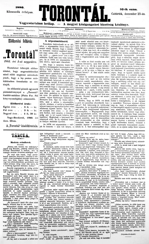 Torontál, 9. évf. 1880. december 23. 52. sz.