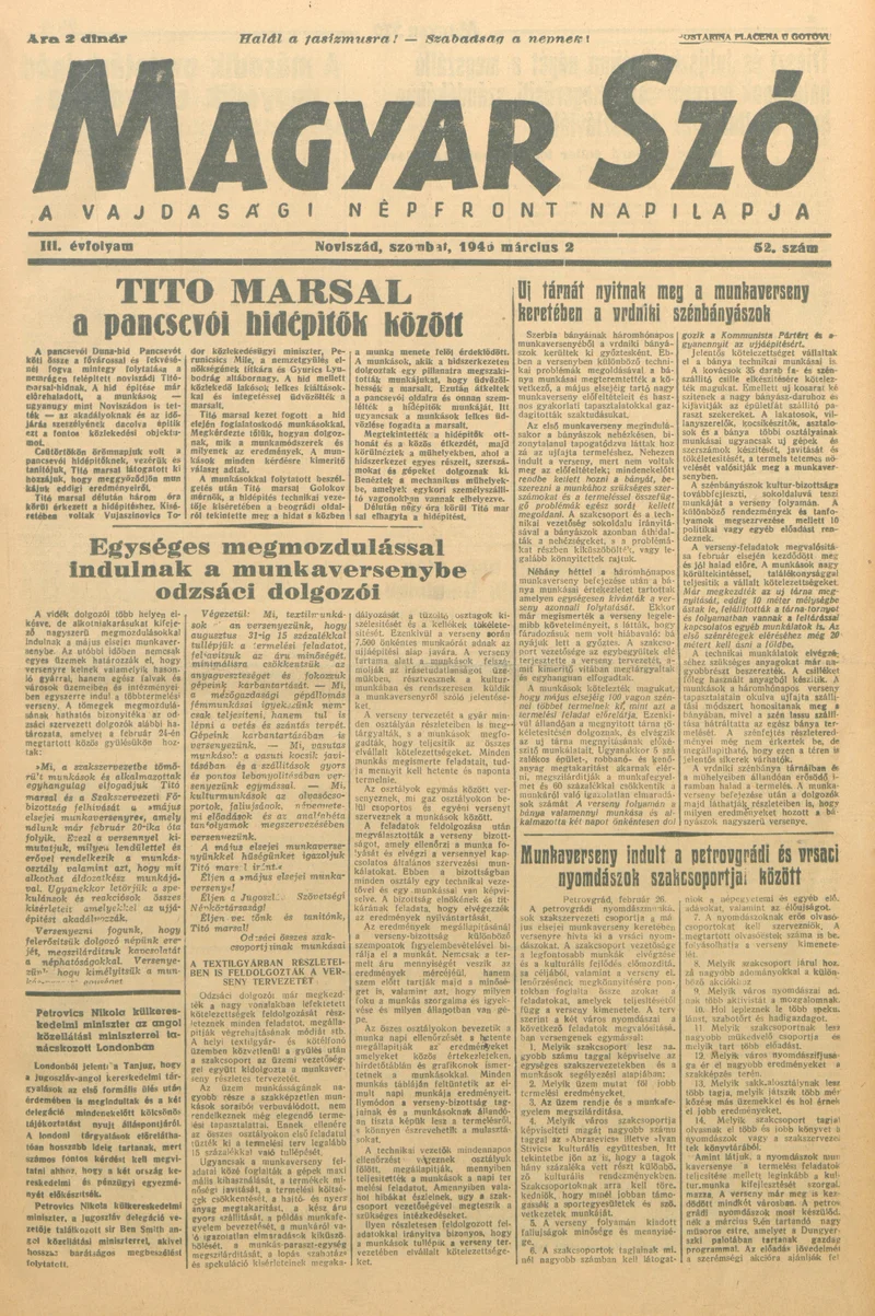 Magyar Szó, 3. évf. 1946. március 2. 52. sz. 1–6. oldal