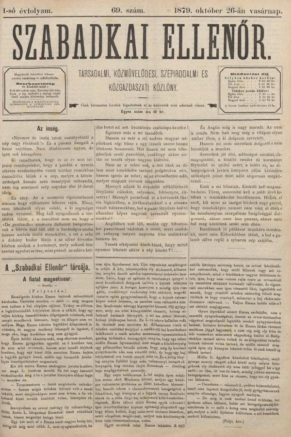 Szabadkai Ellenőr, 1. évf. 1879. október 26. 69. sz.