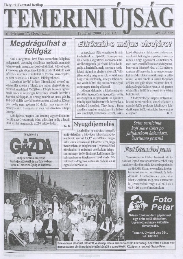 Temerini Újság, 6. évf. 2000. április 27. 17. sz.
