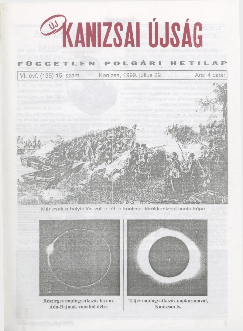 Új Kanizsai Újság, 6. évf. 1999. július 29. 15. sz.