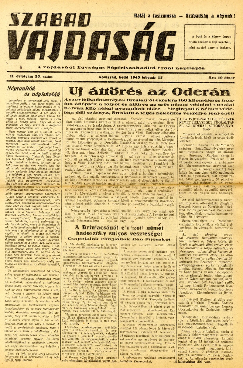 Szabad Vajdaság, 2. évf. 1945. február 13. 35. sz.