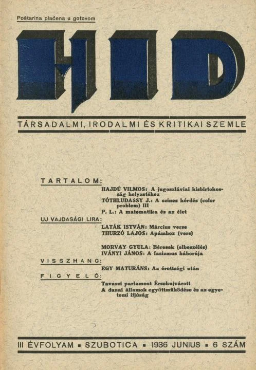 Híd, 3. évf. 1936. június. 6. sz. 1–24. oldal