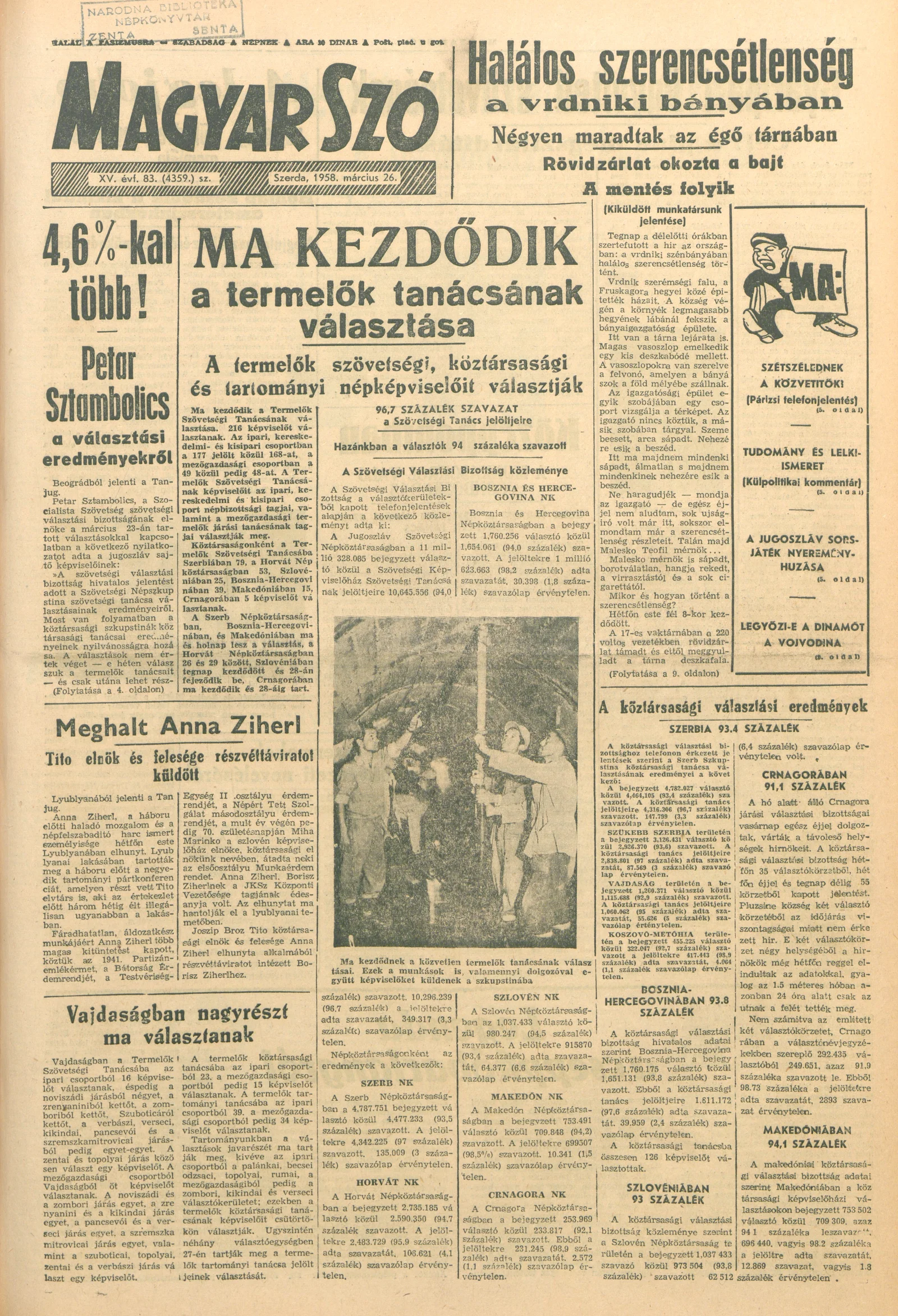 Magyar Szó, 15. évf. 1958. március 26. 83. sz. 1–10. oldal