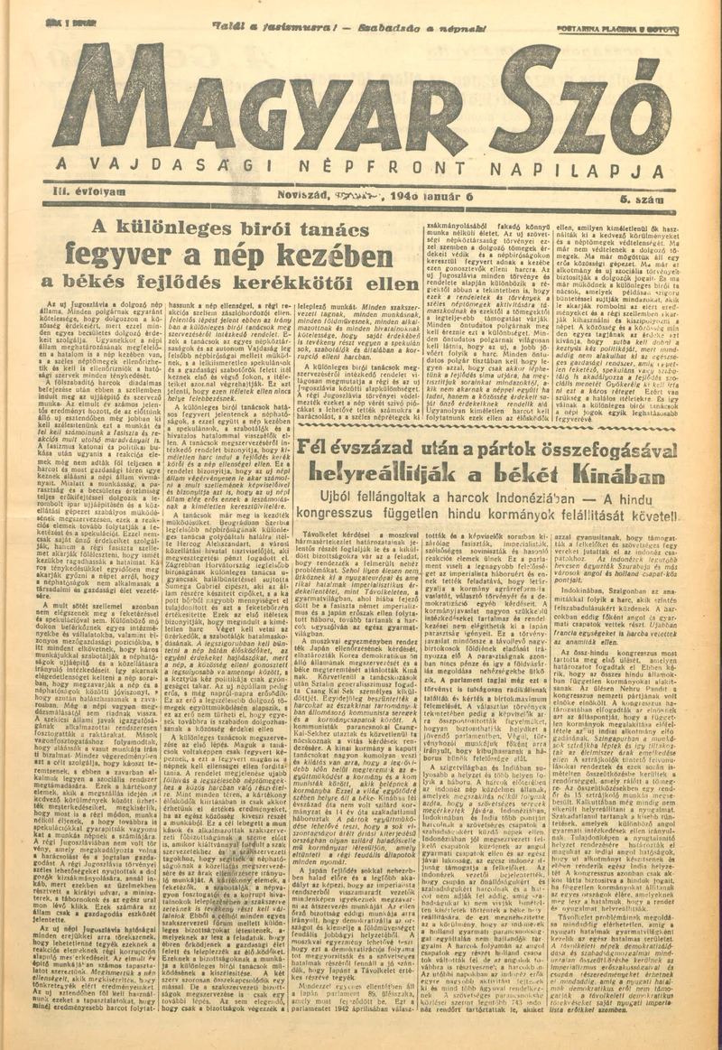 Magyar Szó, 3. évf. 1946. január 6. 5. sz. 1–8. oldal