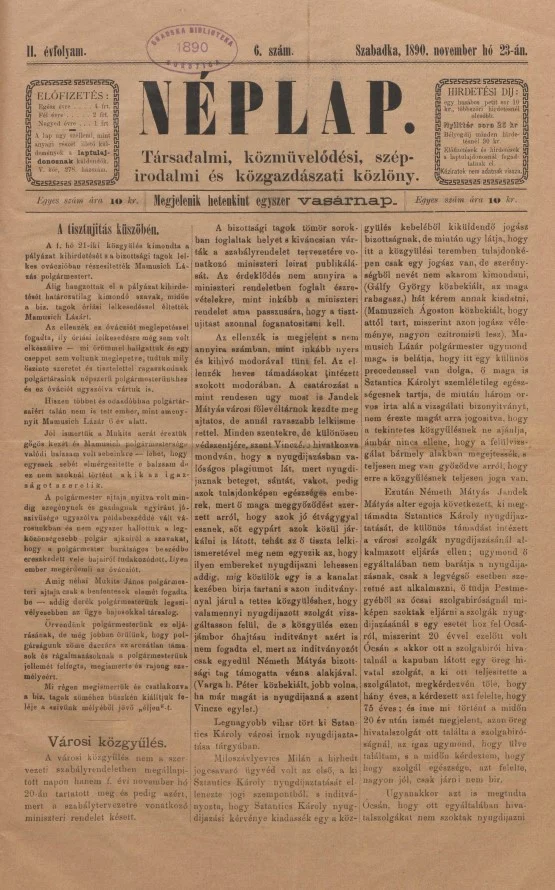 Néplap, 4. évf. 1890. november 23. 6. sz.