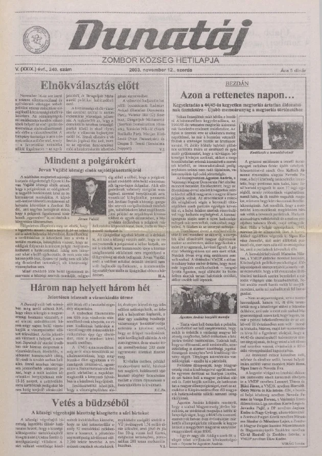 Dunatáj, 5. évf. 2003. november 12. 240. sz.