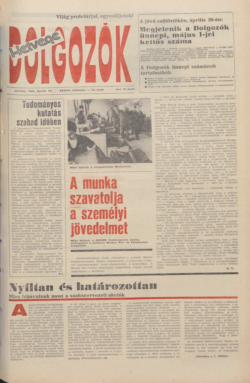 Dolgozók, 38. évf. 1984. április 19. 16. sz.