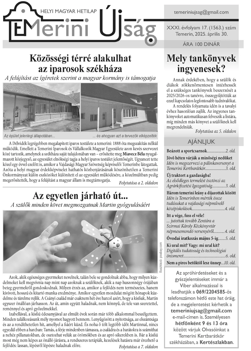 Temerini Újság, 31. évf. 2025. április 30. 17. sz.