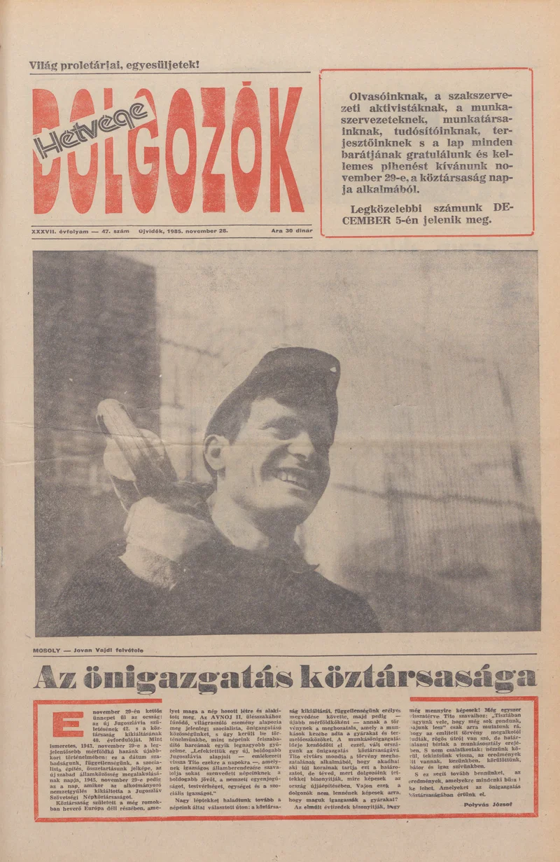 Dolgozók, 39. évf. 1985. november 28. 47. sz.