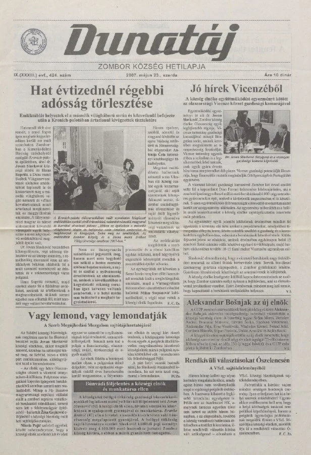 Dunatáj, 9. évf. 2007. május 23. 424. sz.