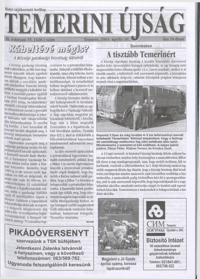 Temerini Újság, 9. évf. 2003. április 10. 15. sz.