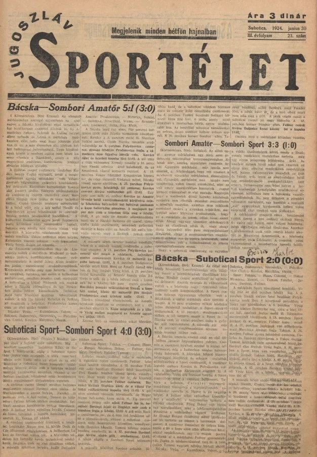 Jugoszláv sportélet, 3. évf. 1924. június 30. 23. sz.