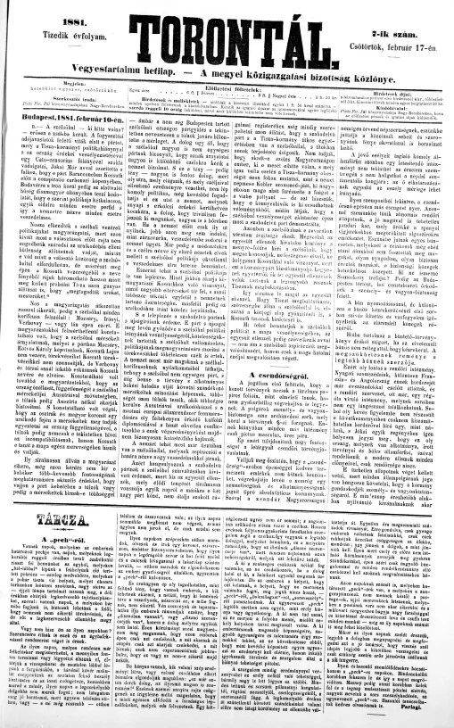 Torontál, 10. évf. 1881. február 17. 7. sz.