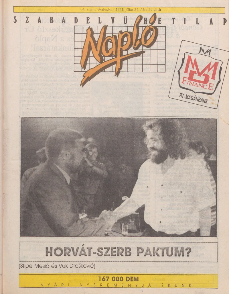 Napló - Szabadelvű hetilap, 2. évf. 1991. július 24. 64. sz.