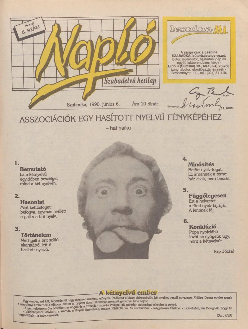 Napló - Szabadelvű hetilap, 1. évf. 1990. június 6. 5. sz.
