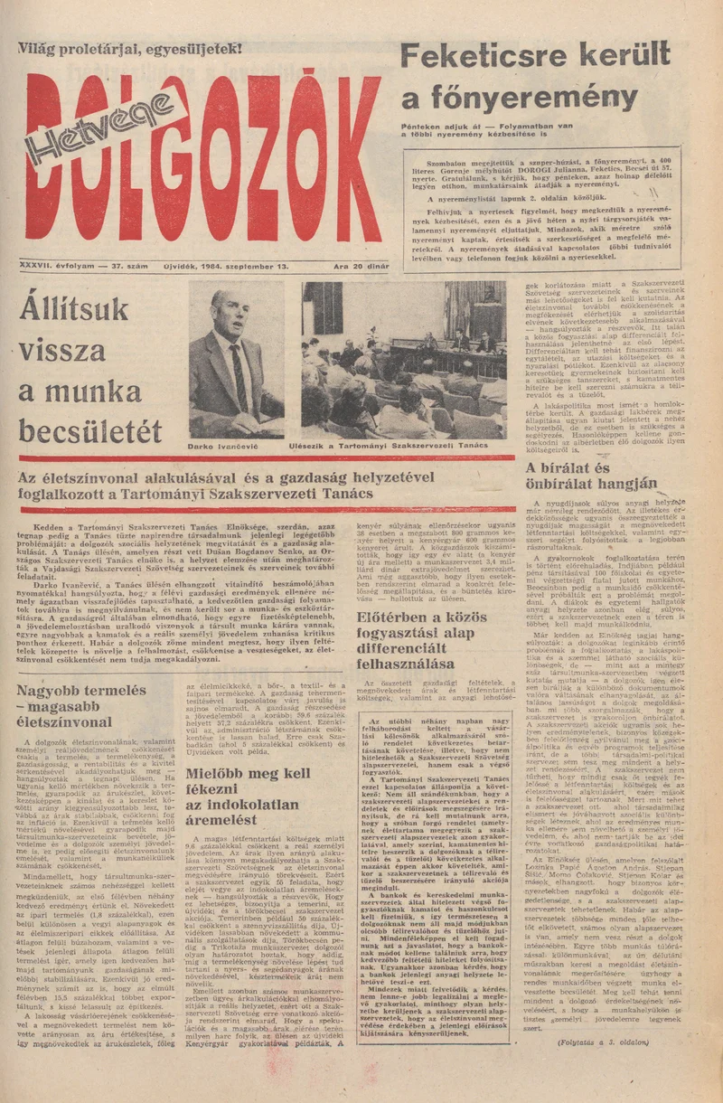 Dolgozók, 38. évf. 1984. szeptember 13. 37. sz.