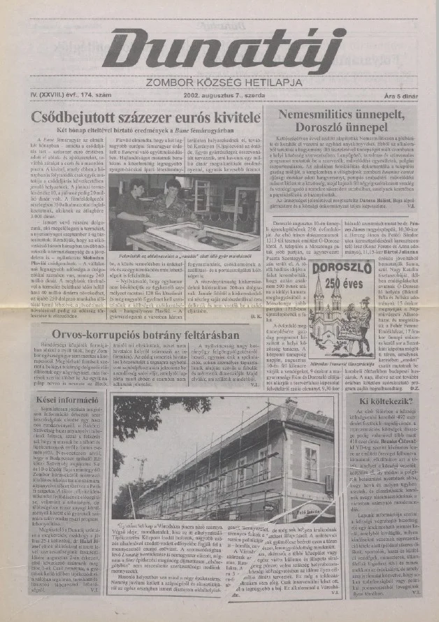 Dunatáj, 4. évf. 2002. augusztus 7. 174. sz.