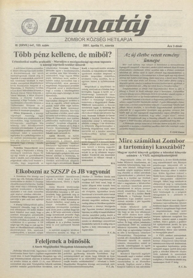 Dunatáj, 3. évf. 2001. április 11. 105. sz.