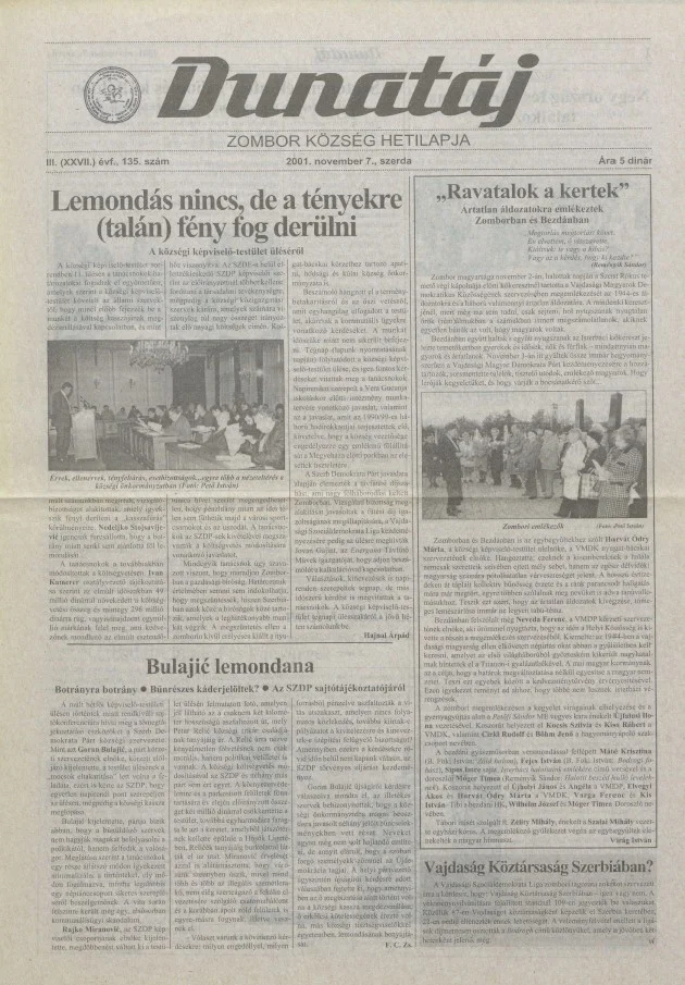 Dunatáj, 3. évf. 2001. november 7. 135. sz.