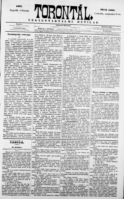 Torontál, 4. évf. 1875. szeptember 9. 36. sz.